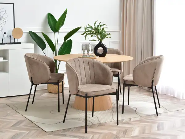 Stylowe krzesło kubełkowe z beżową tkaniną - doskonałe połączenie wygody i estetyki